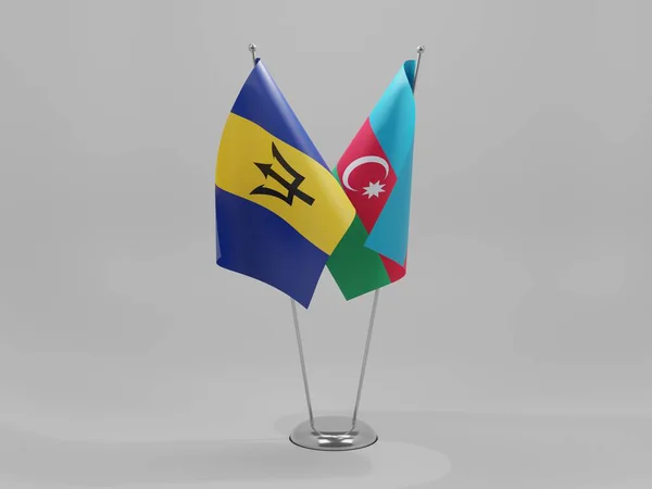 Azerbaiyán Banderas Cooperación Barbados Fondo Blanco Render — Foto de Stock