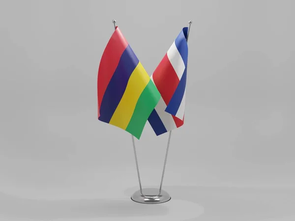 Κόστα Ρίκα Μαυρίκιος Σημαίες Συνεργασίας Λευκό Φόντο Render — Φωτογραφία Αρχείου