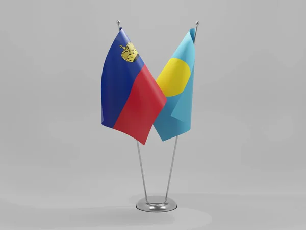 Palau Liechtenstein Cooperation Flags White Background Render — стокове фото