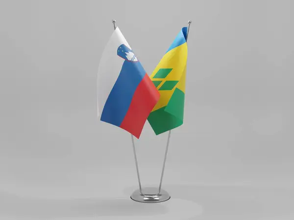 Saint Vincent Grenadines Slovenia Cooperation Flags White Background Render — Stock Photo, Image