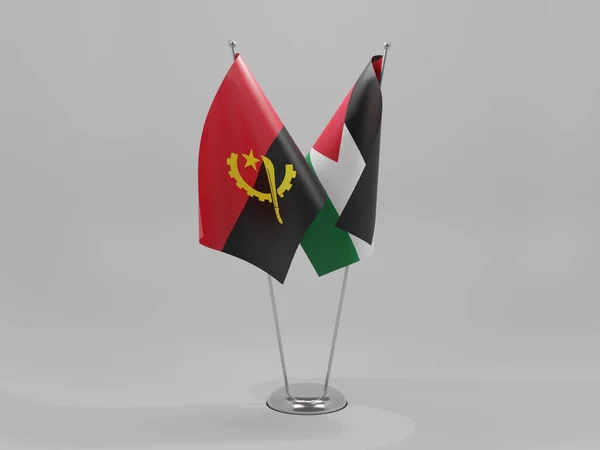 Jordanien Angolas Samarbetsflaggor Vit Bakgrund Render — Stockfoto