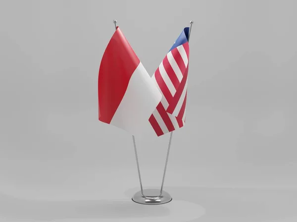 Liberia Indonesia Cooperation Flags White Background Render — Stock Photo, Image