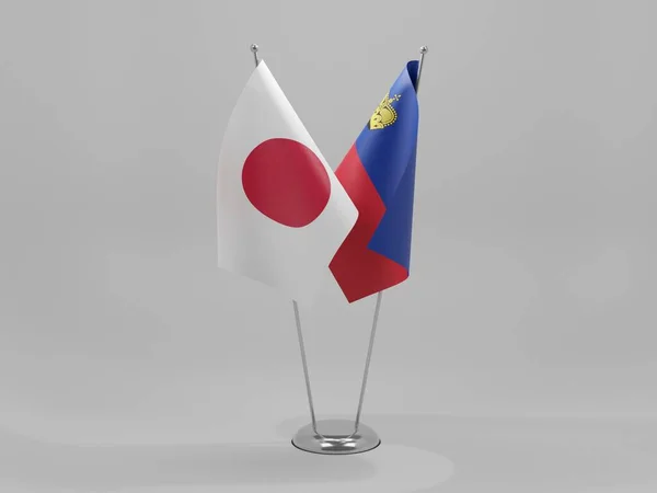 Liechtenstein Japan Kooperationsflaggen Weißer Hintergrund Render — Stockfoto