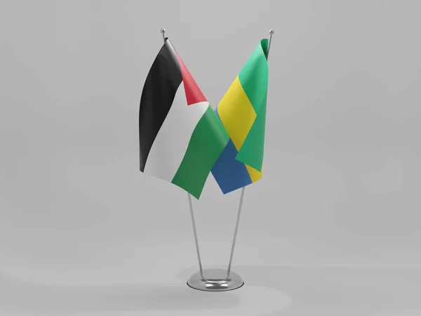 Gabon Drapeaux Coopération Palestiniens Fond Blanc Render — Photo