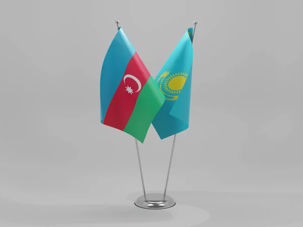 Kazakhstan Azerbaïdjan Drapeaux Coopération Fond Blanc Render — Photo