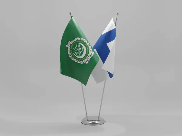 Finlandia Banderas Cooperación Liga Árabe Fondo Blanco Render — Foto de Stock