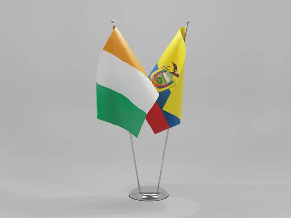 Ecuador Cote Ivoire Cooperation Flags White Background Render — Stock Photo, Image