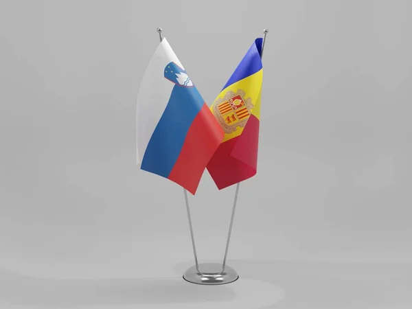 Andorra Slovenia Cooperation Flags White Background Render — стокове фото