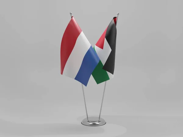 Jordanien Nederländernas Samarbetsflaggor Vit Bakgrund Render — Stockfoto