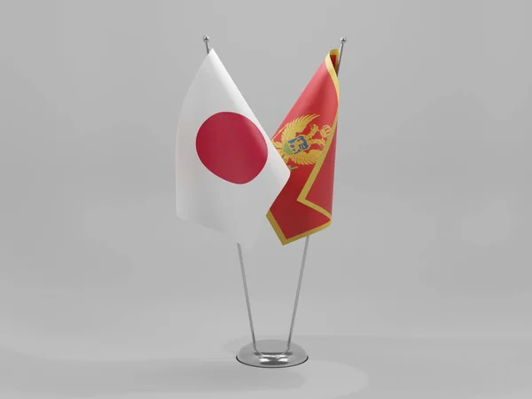 Montenegro Japan Flaggor För Samarbete Vit Bakgrund Render — Stockfoto