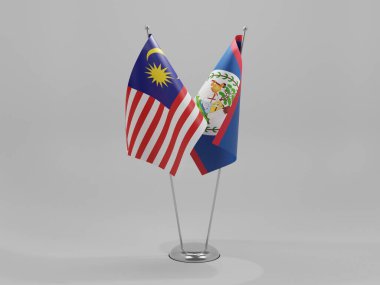 Belize - Malezya İşbirliği Bayrakları, Beyaz Arkaplan - 3D Render