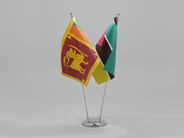 Mozambik - Sri Lanka İşbirliği Bayrakları, Beyaz Arkaplan - 3D Render