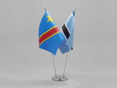 Botswana - Kongo Demokratik Cumhuriyeti İşbirliği Bayrakları, Beyaz Arkaplan - 3D Render