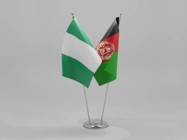 Afganistan - Nijerya İşbirliği Bayrakları, Beyaz Arkaplan - 3D Render