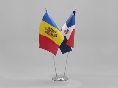 Dominik Cumhuriyeti - Moldova İşbirliği Bayrakları, Beyaz Arkaplan - 3D Render