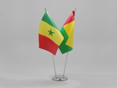 Gine Bissau - Senegal İşbirliği Bayrakları, Beyaz Arkaplan - 3D Yapılandırma