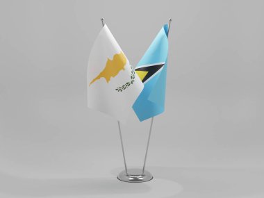 Saint Lucia - Kıbrıs İşbirliği Bayrakları, Beyaz Arkaplan - 3D Hazırlama