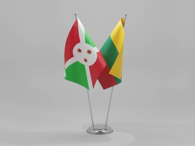 Litvanya - Burundi İşbirliği Bayrakları, Beyaz Arkaplan - 3D Render