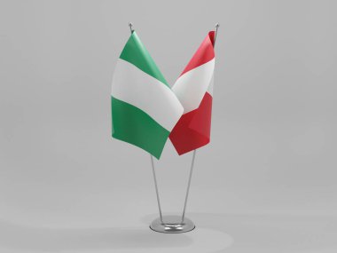 Peru - Nijerya İşbirliği Bayrakları, Beyaz Arkaplan - 3D Render