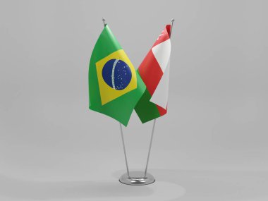 Umman - Brezilya İşbirliği Bayrakları, Beyaz Arkaplan - 3D Yapılandırma