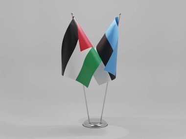 Estonya - Ürdün İşbirliği Bayrakları, Beyaz Arkaplan - 3B Hazırlama