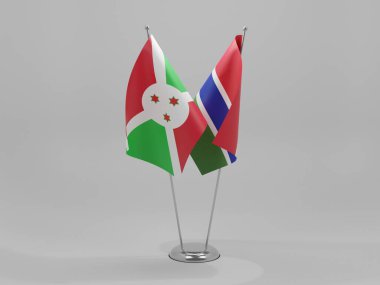 Gambiya - Burundi İşbirliği Bayrakları, Beyaz Arkaplan - 3D Render