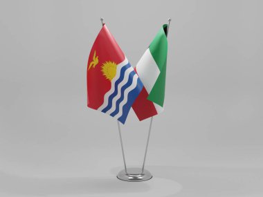 Kuveyt - Kiribati İşbirliği Bayrakları, Beyaz Arkaplan - 3B Render