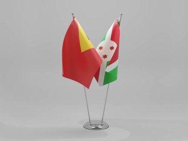 Burundi - Doğu Timor İşbirliği Bayrakları, Beyaz Arkaplan - 3D Render