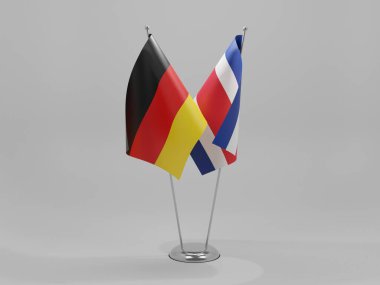 Kosta Rika - Almanya İşbirliği Bayrakları, Beyaz Arkaplan - 3D Hazırlama