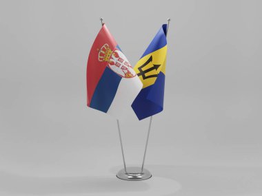 Barbados - Sırbistan İşbirliği Bayrakları, Beyaz Arkaplan - 3D Hazırlama