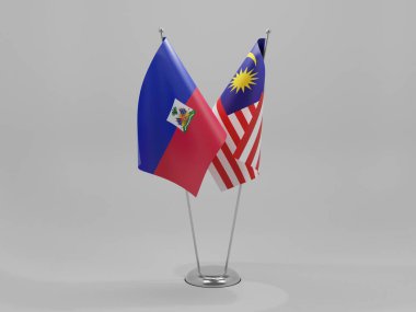 Malezya - Haiti İşbirliği Bayrakları, Beyaz Arkaplan - 3D Render