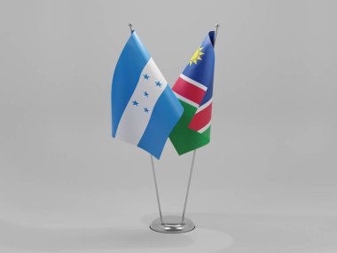 Namibya - Honduras İşbirliği Bayrakları, Beyaz Arkaplan - 3B Render