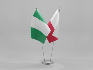 Polonya - Nijerya İşbirliği Bayrakları, Beyaz Arkaplan - 3D Render