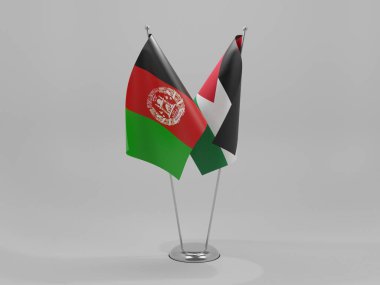 Ürdün - Afganistan İşbirliği Bayrakları, Beyaz Arkaplan - 3D Hazırlama