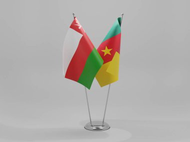 Kamerun - Umman İşbirliği Bayrakları, Beyaz Arkaplan - 3D Render