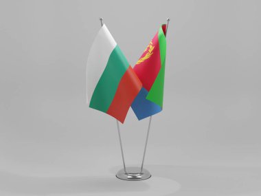 Eritre - Bulgaristan İşbirliği Bayrakları, Beyaz Arkaplan - 3D Hazırlama