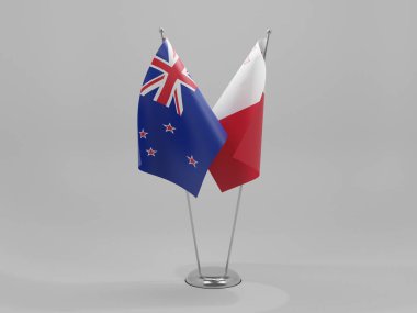 Malta - Yeni Zelanda İşbirliği Bayrakları, Beyaz Arkaplan - 3D Render