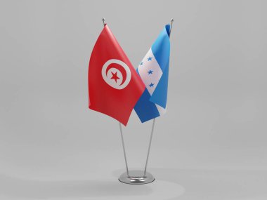 Honduras - Tunus İşbirliği Bayrakları, Beyaz Arkaplan - 3D Render