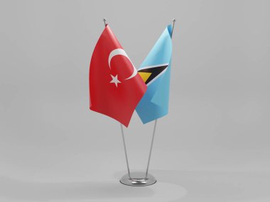 Saint Lucia - Türkiye İşbirliği Bayrakları, Beyaz Arkaplan - 3D Yapılandırma
