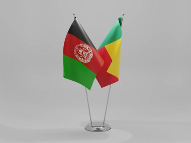 Benin - Afganistan İşbirliği Bayrakları, Beyaz Arkaplan - 3D Yapılandırma