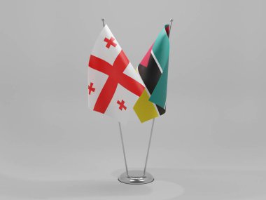 Mozambik - Georgia İşbirliği Bayrakları, Beyaz Arkaplan - 3D Render