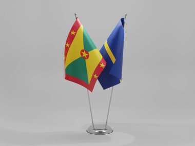 Nauru - Grenada İşbirliği Bayrakları, Beyaz Arkaplan - 3D Renklendirme