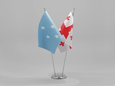 Gürcistan - Mikronezya İşbirliği Bayrakları, Beyaz Arkaplan - 3D Render