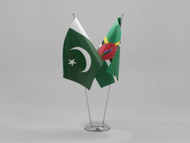 Dominica - Pakistan İşbirliği Bayrakları, Beyaz Arkaplan - 3D Yapılandırma