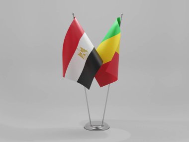 Mali - Mısır İşbirliği Bayrakları, Beyaz Arkaplan - 3D Yapılandırma