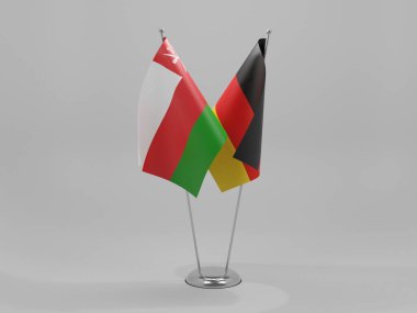 Almanya - Umman İşbirliği Bayrakları, Beyaz Arkaplan - 3D Hazırlama