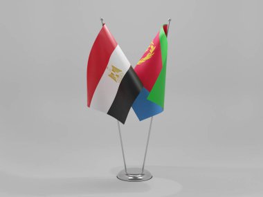 Eritre - Mısır İşbirliği Bayrakları, Beyaz Arkaplan - 3D Render