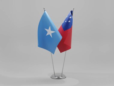 Samoa - Somali İşbirliği Bayrakları, Beyaz Arkaplan - 3D Render