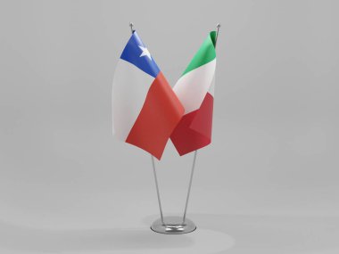 İtalya - Şili İşbirliği Bayrakları, Beyaz Arkaplan - 3B Hazırlama