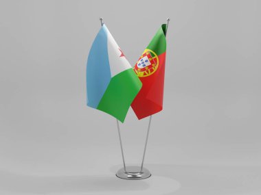 Portekiz - Cibuti İşbirliği Bayrakları, Beyaz Arkaplan - 3D Yapılandırma